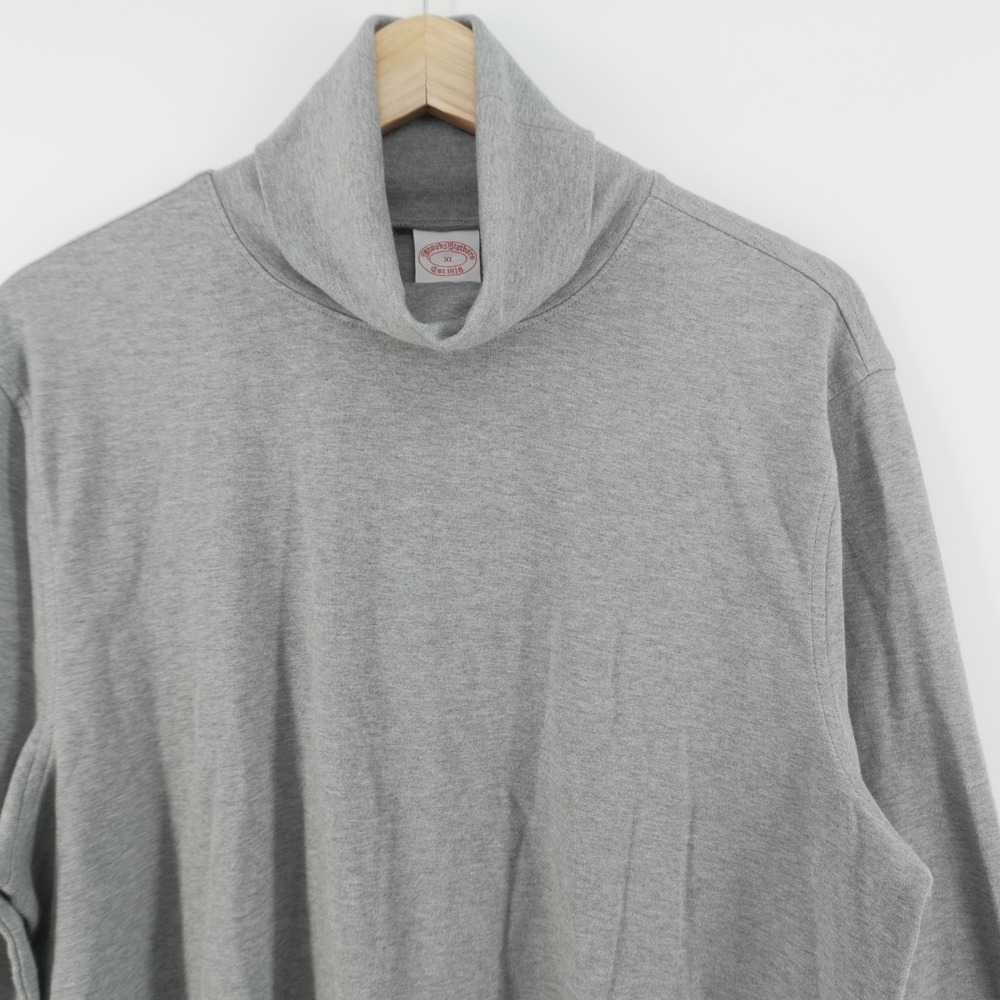 Brooks Brothers Turtleneck Mens XL Grey Supima Cotton Stretch Long Sleeve Shirt
